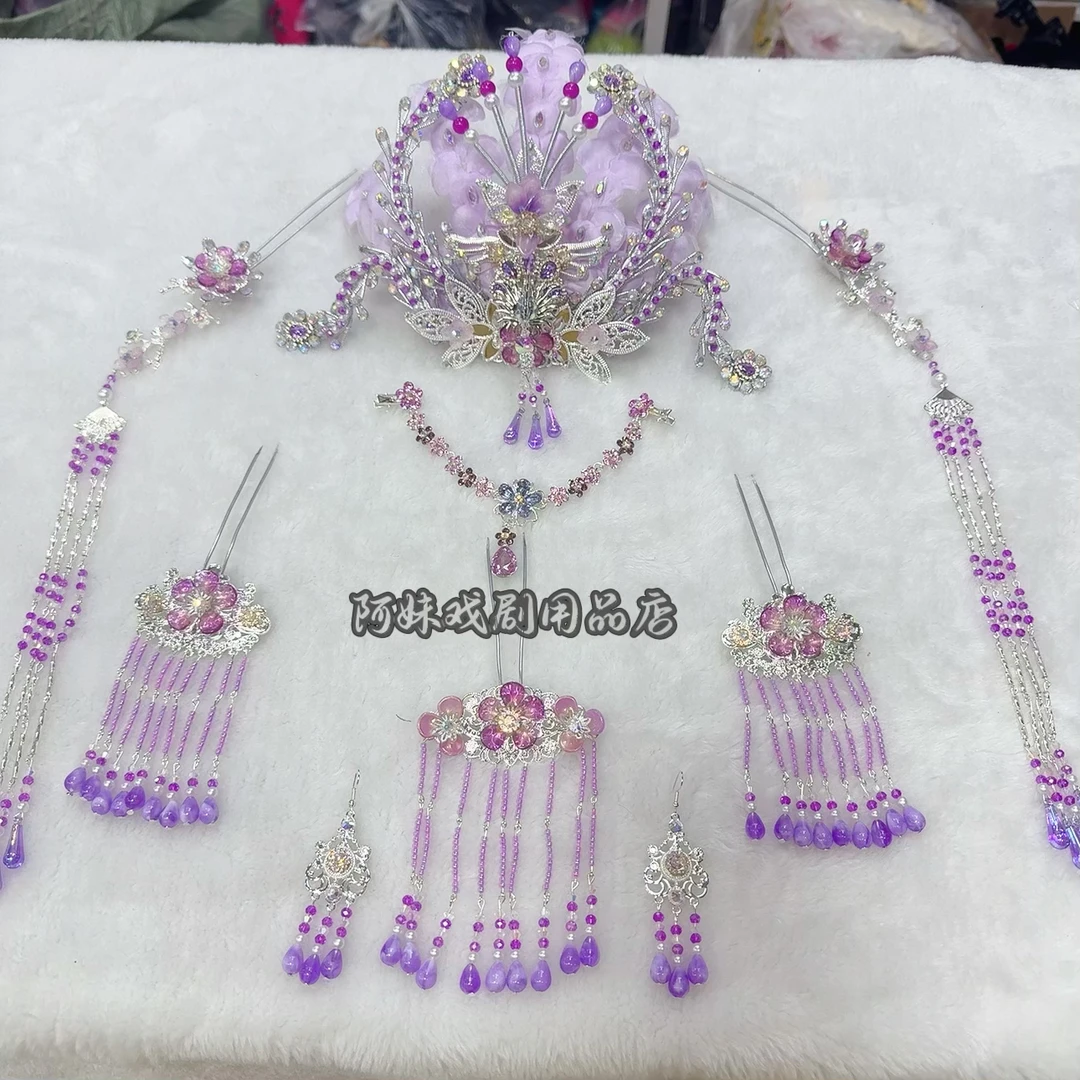 新款琉璃头饰古风大气百搭大正凤越剧戏曲舞台头饰花旦小姐古装