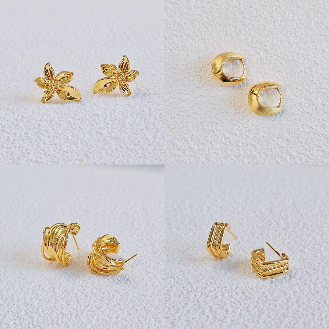 阿行•足金999【耳饰合集】5D宫廷黄金光面精致耳钉简约百搭女款耳环