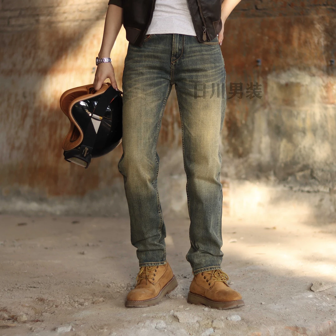 【秋日骑士】赤耳丹宁春夏复古百搭宽松合体直筒牛仔裤男士