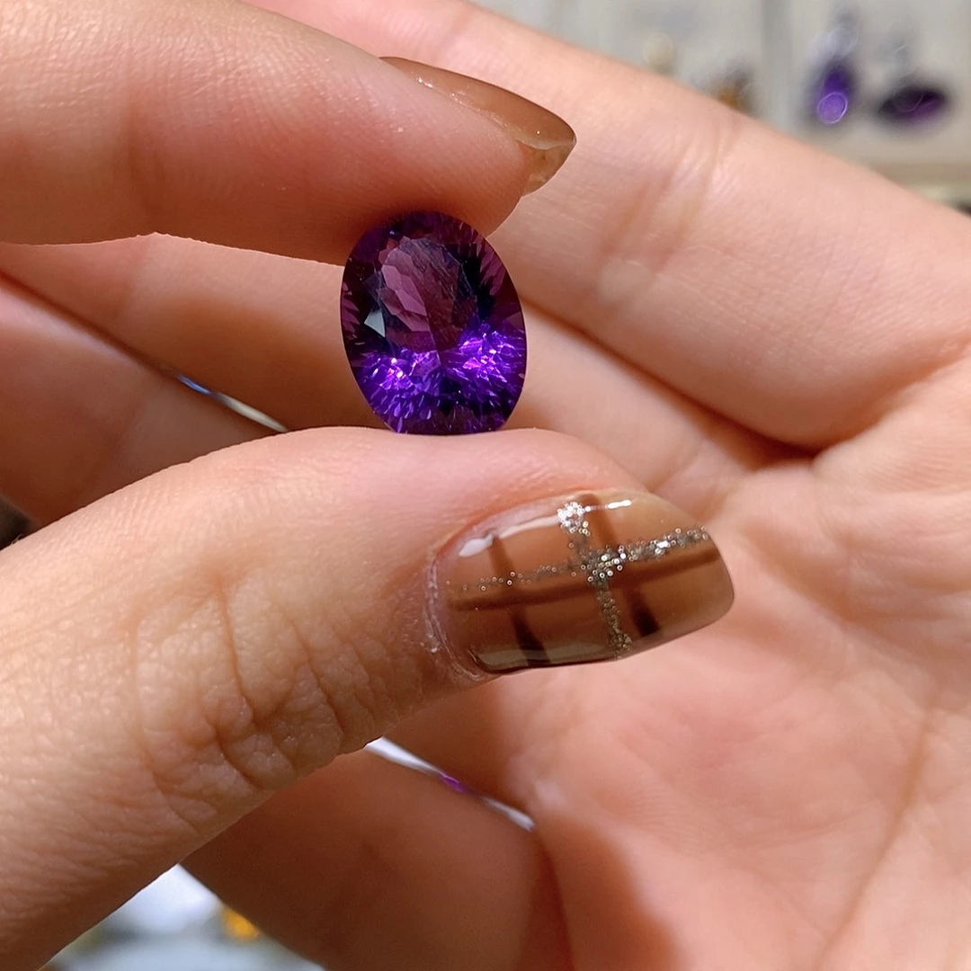 金***生珠宝半成品银S925镶嵌水晶纯天然紫水晶裸石未镶嵌J