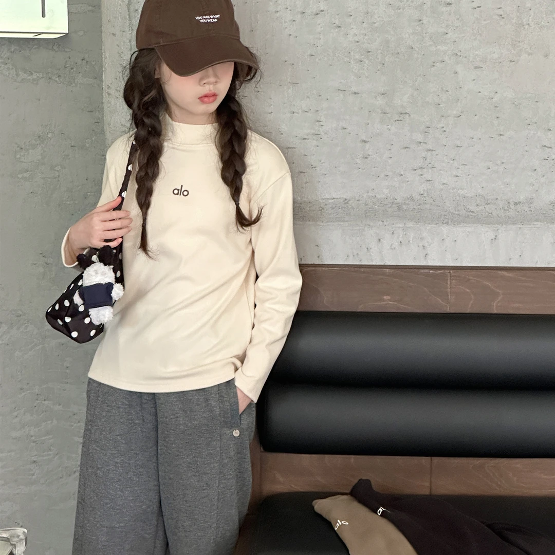 女童打底衫内搭秋冬2025新款儿童加绒上衣长袖女大童高领德绒t恤