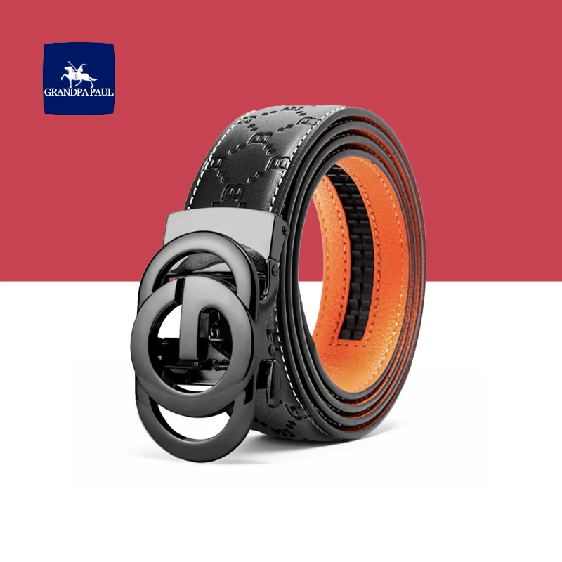 保罗男士休闲商务高档款自动扣潮流裤腰带皮带百搭时尚简约中青年