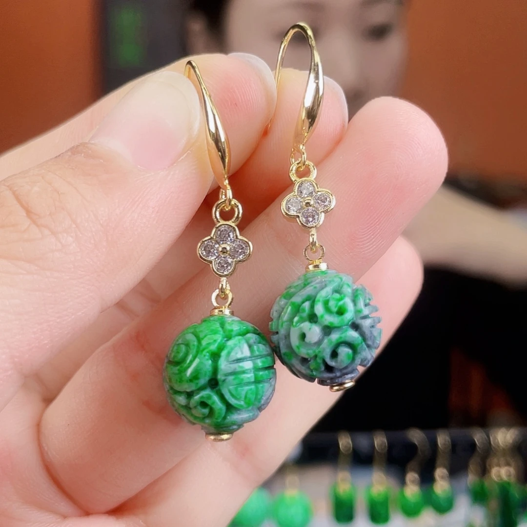 翡翠未镶嵌耳饰饰品