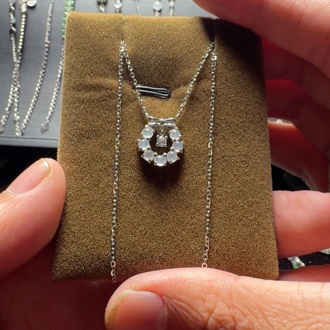 颈饰银S925镶嵌翡翠