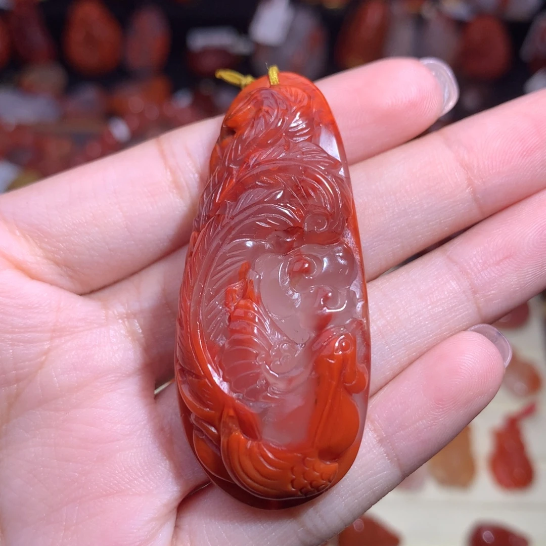 南红玛瑙未镶嵌珠宝半成品凤凰吊坠