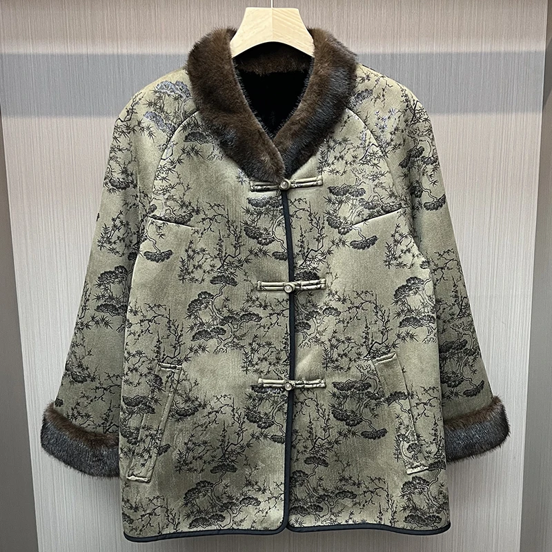 冬季奶奶装棉袄上衣外套加绒加厚中长款中老年人女装棉服宽松大码