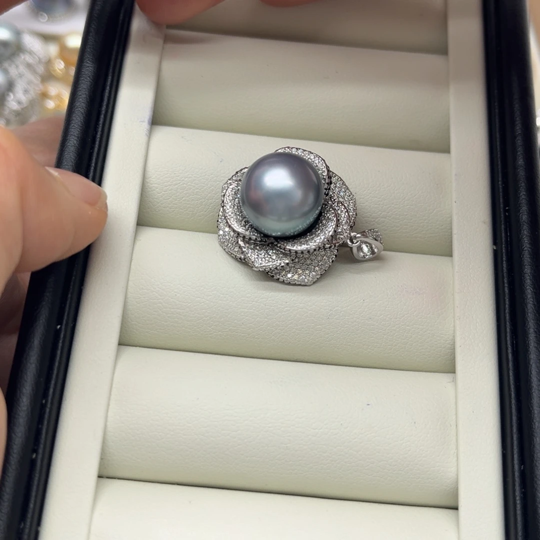 海水珍珠银S925镶嵌吊坠(不含链)