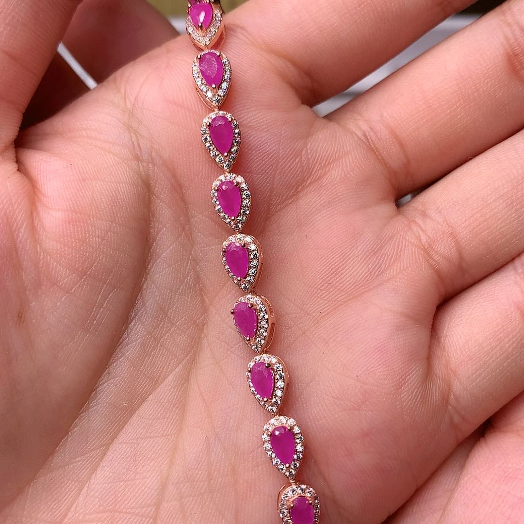 红宝石手链银S925镶嵌