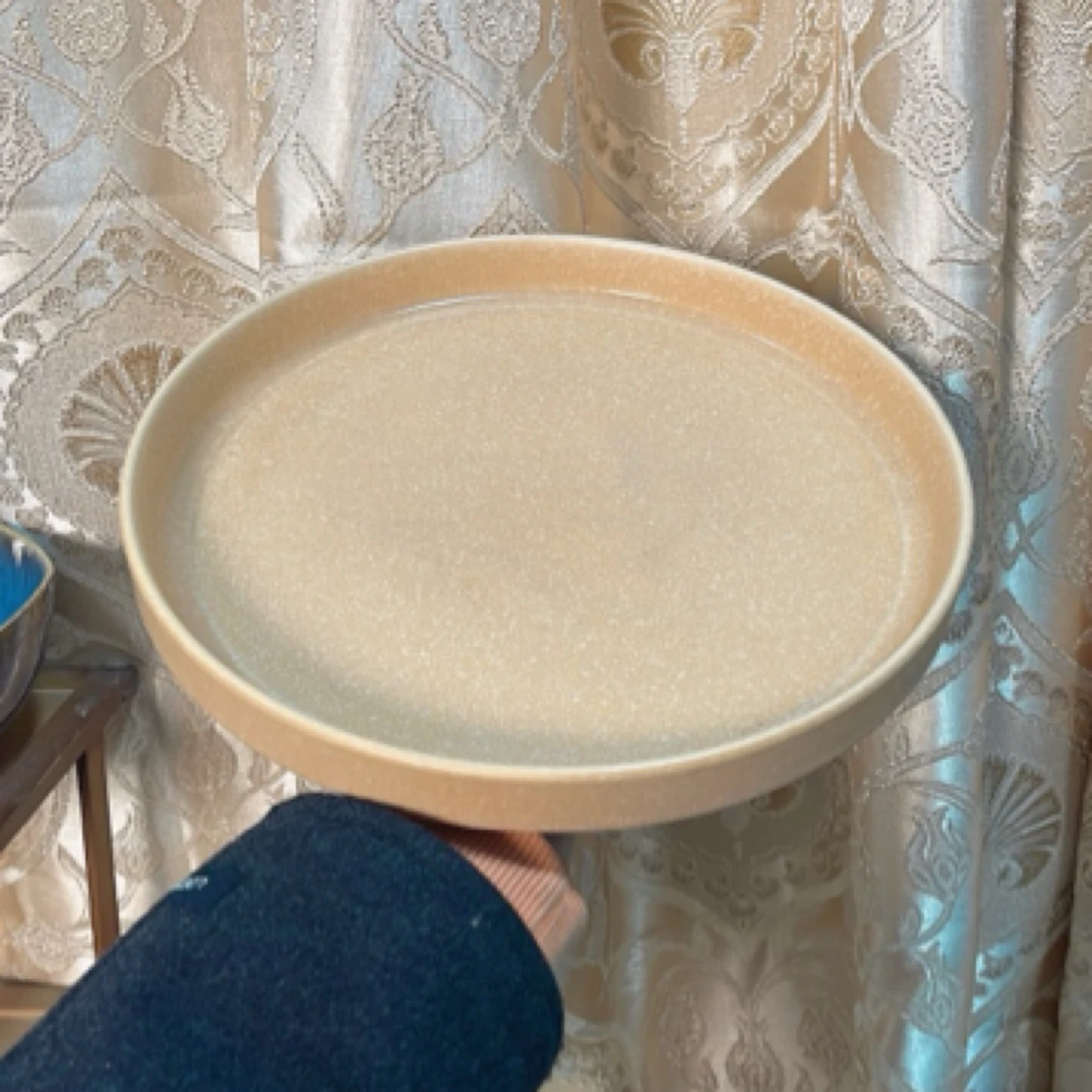 083 微瑕品10英寸黄色折边深盘大盘西餐盘