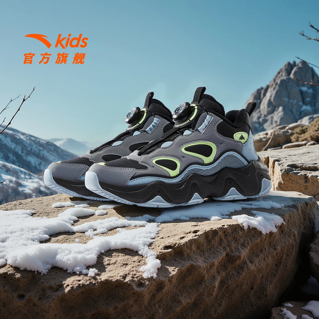 安踏儿童男大童棉鞋2025冬季新款舒适保暖中大童休闲二棉墩墩棉鞋