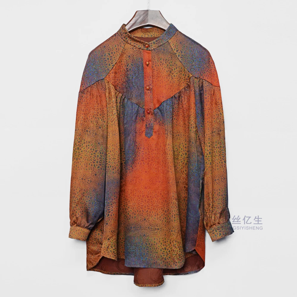 孤品系列-女士休闲衬衫拼色黑色夏季翻领版衣X23076衬衣