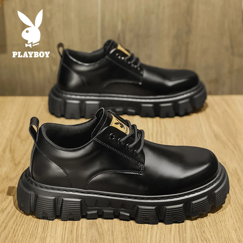 PLAYBOY/花花公子秋季男鞋商务正装2025新款黑色马丁低帮英伦男士