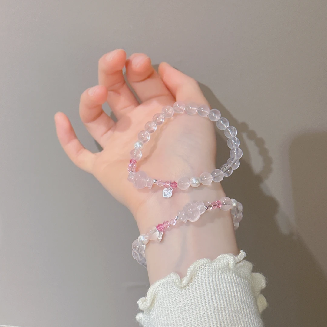 SG2312-［Lucky美美］粉水晶施华洛s925手串均有瑕色差多样发