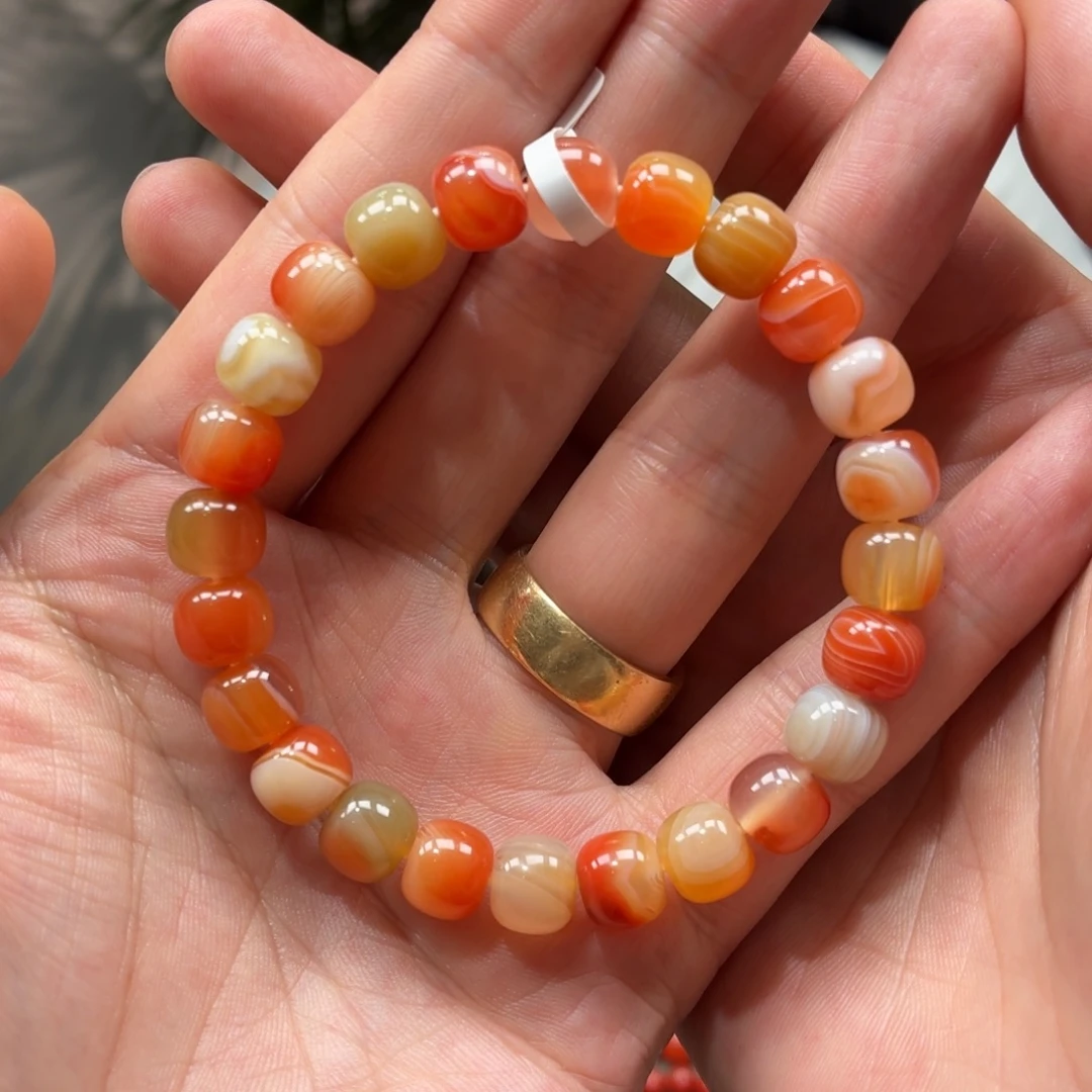 南红玛瑙未镶嵌手串原矿保山南红蒲漂多宝手串卡8.8