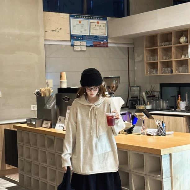 小郭家巷口 | 韩系宽松大版针织帽衫毛衣