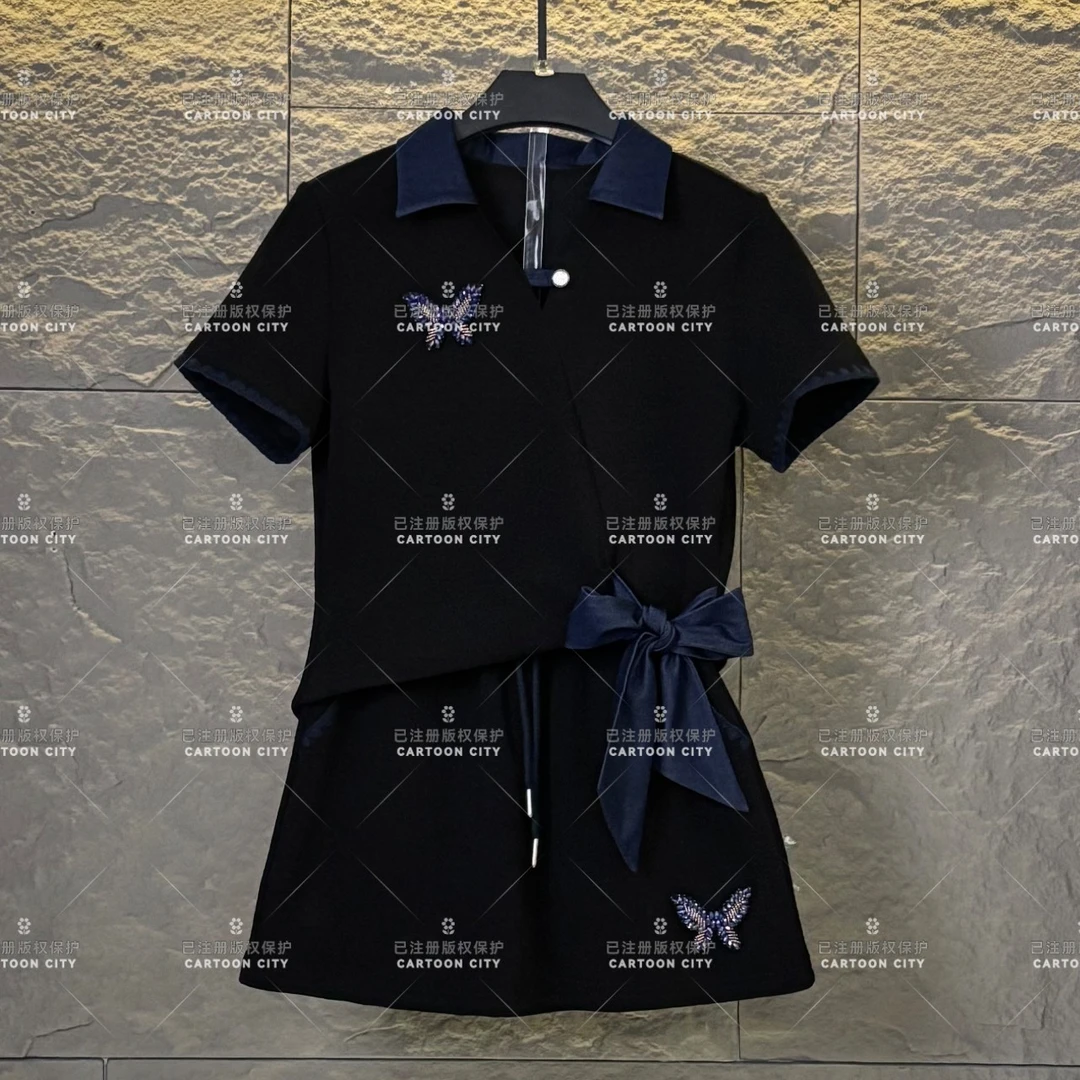 WMA-A352设计师款丨<紫翼蝴蝶>宽松夏季T恤短裙休闲时尚套装