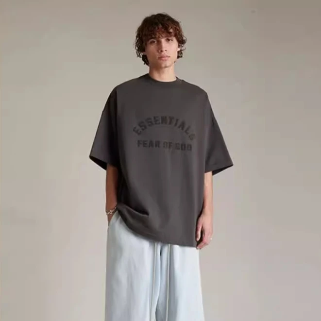 24SS复线 ESSENTILALS ZONE重磅宽松圆领短袖t恤男女情侣款潮牌