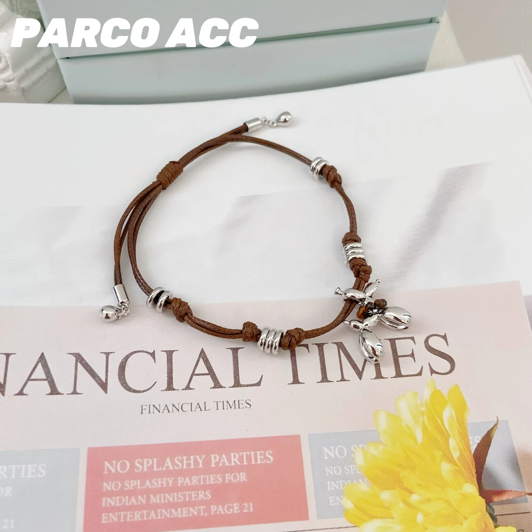 铜合金手链 TC203  皮绳气球狗手链