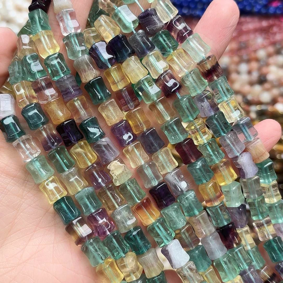 玛瑙/玉髓未镶嵌珠宝半成品7×9萤石柱子一条