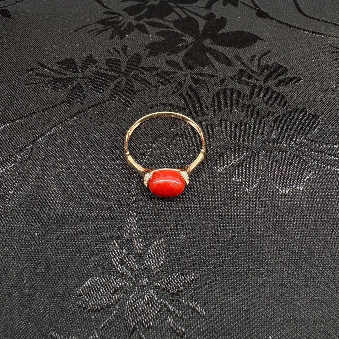 【宝儿专属】18k金竹节珊瑚戒指2LLTS04-BR【多样性发一】5mm