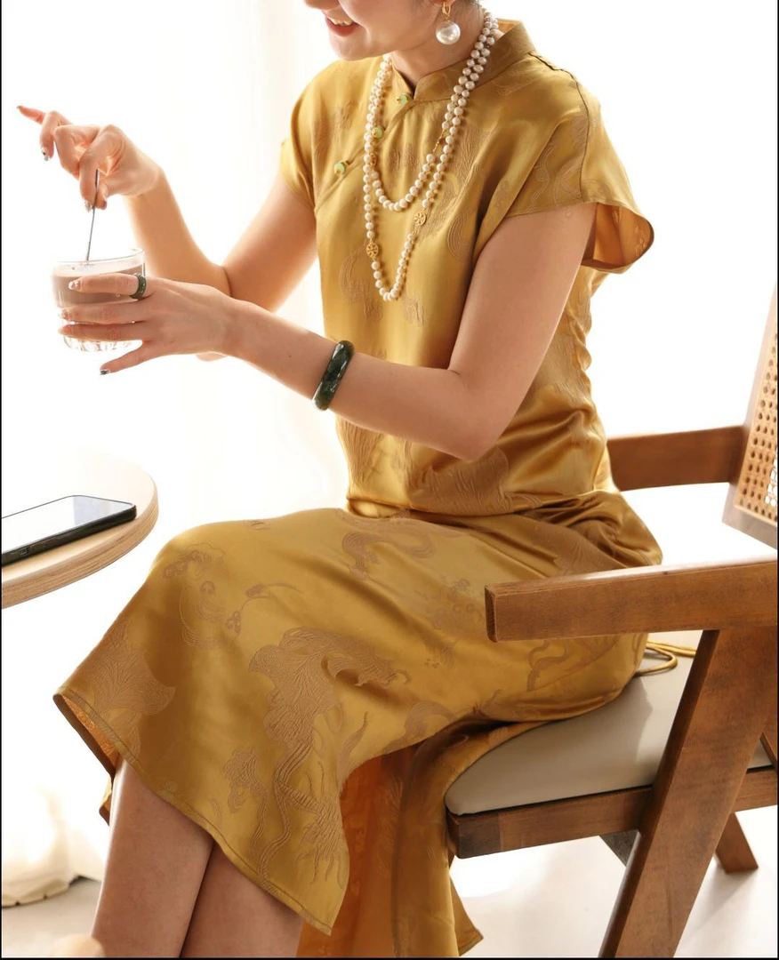 【惊鸿】新中式国风早秋新款宽松显瘦垂感复古裙子XYL24572-1