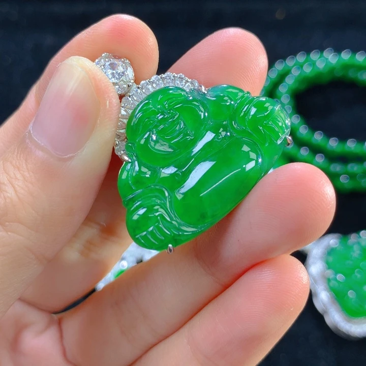 翡翠颈饰银S925镶嵌一个