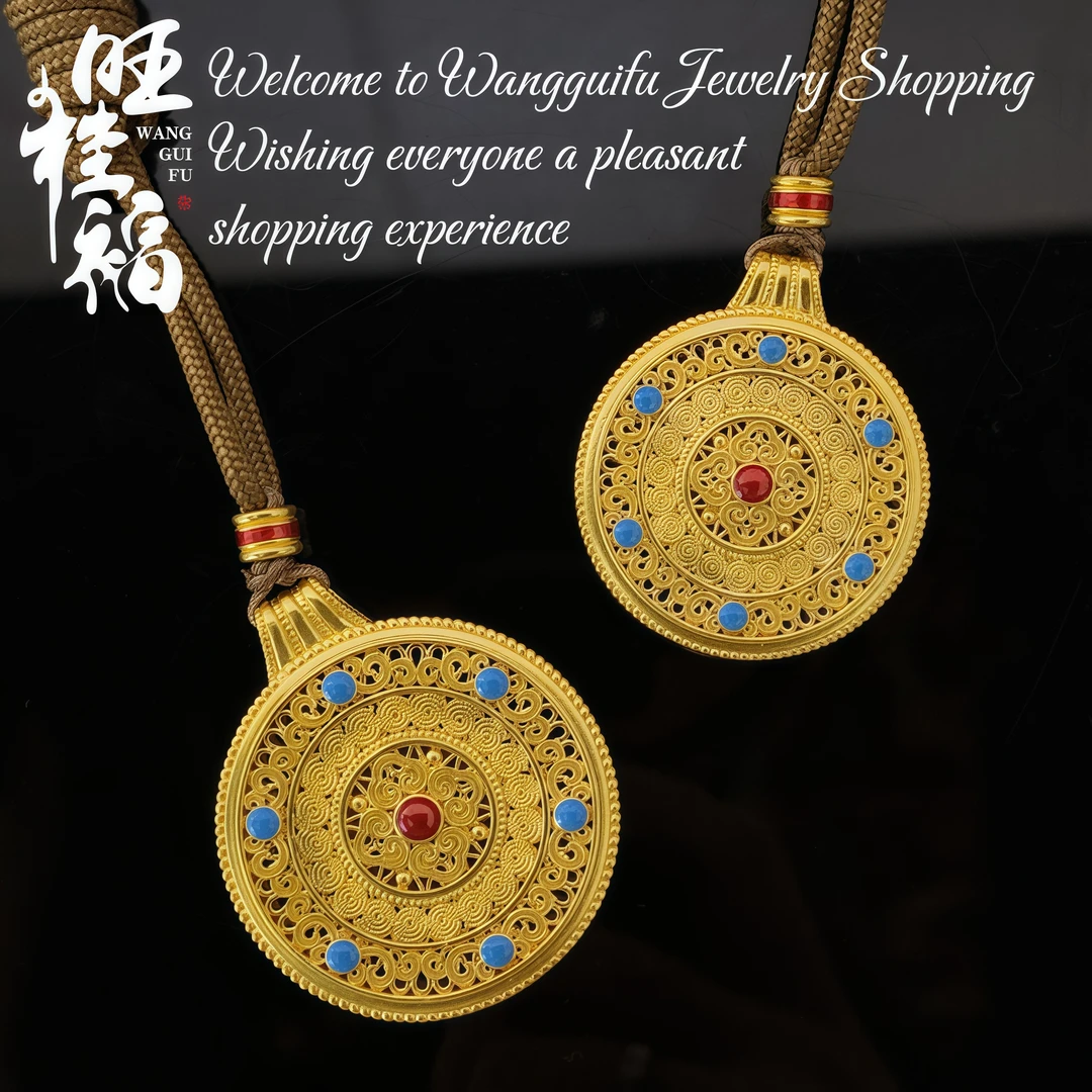 旺桂福珠宝足金999古法精品手工簪刻如意圆满套链 多样性发其一