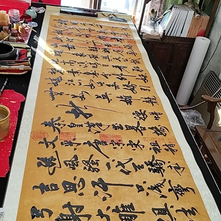 书法沁园春雪手写书法作品73*260