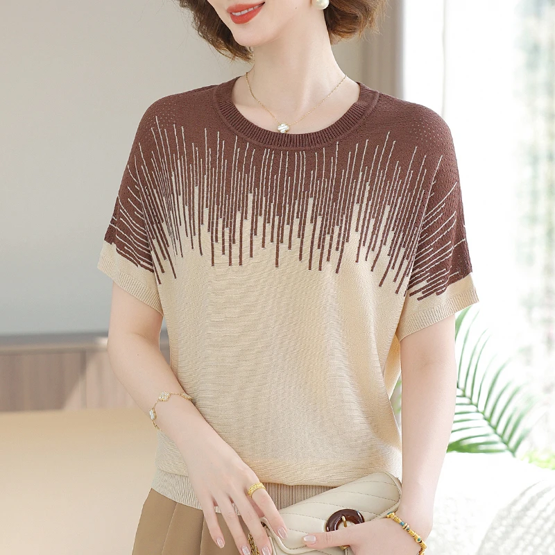 妈妈夏装新款新款短袖恤上衣新款中老年女夏季薄款洋气小衫套装