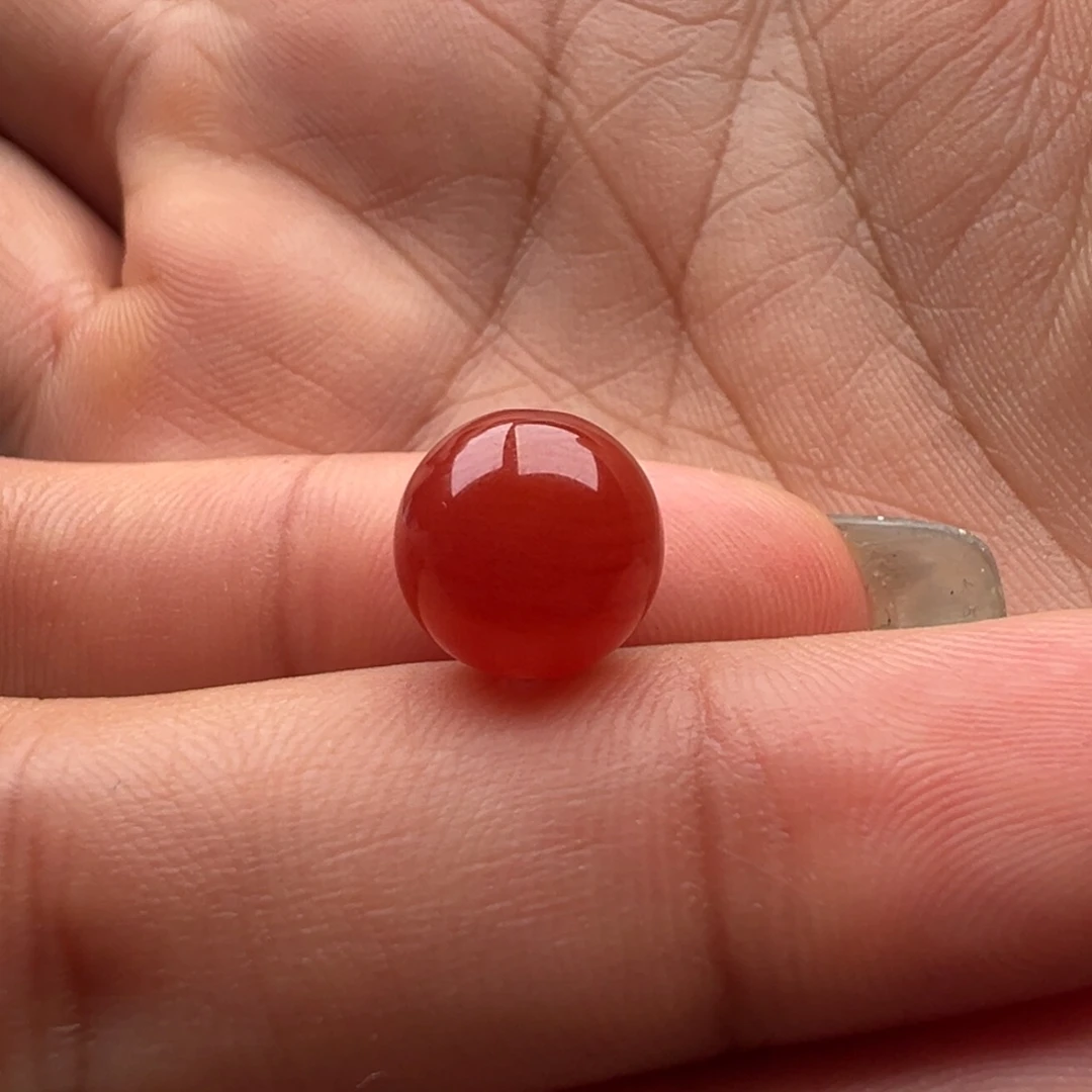 南红玛瑙未镶嵌圆珠9.5孔皮裂