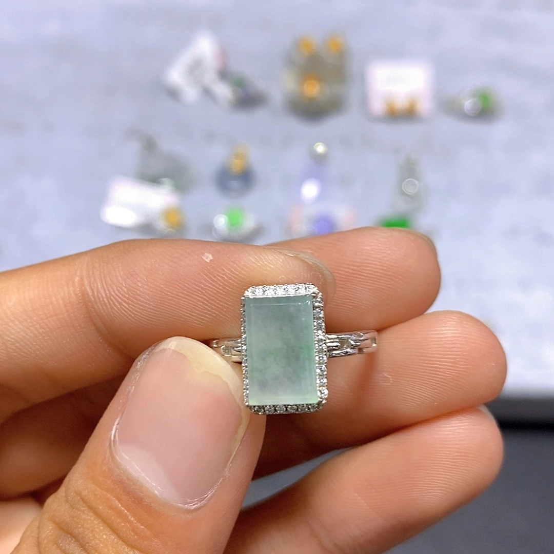 翡翠戒指银S925镶嵌102号