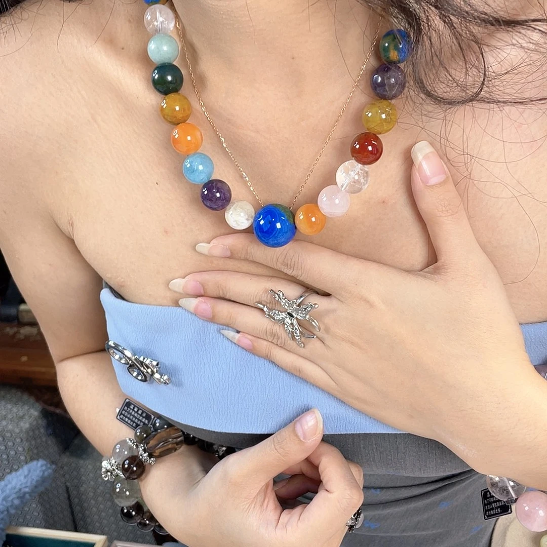 水晶手链银S925镀金镶嵌