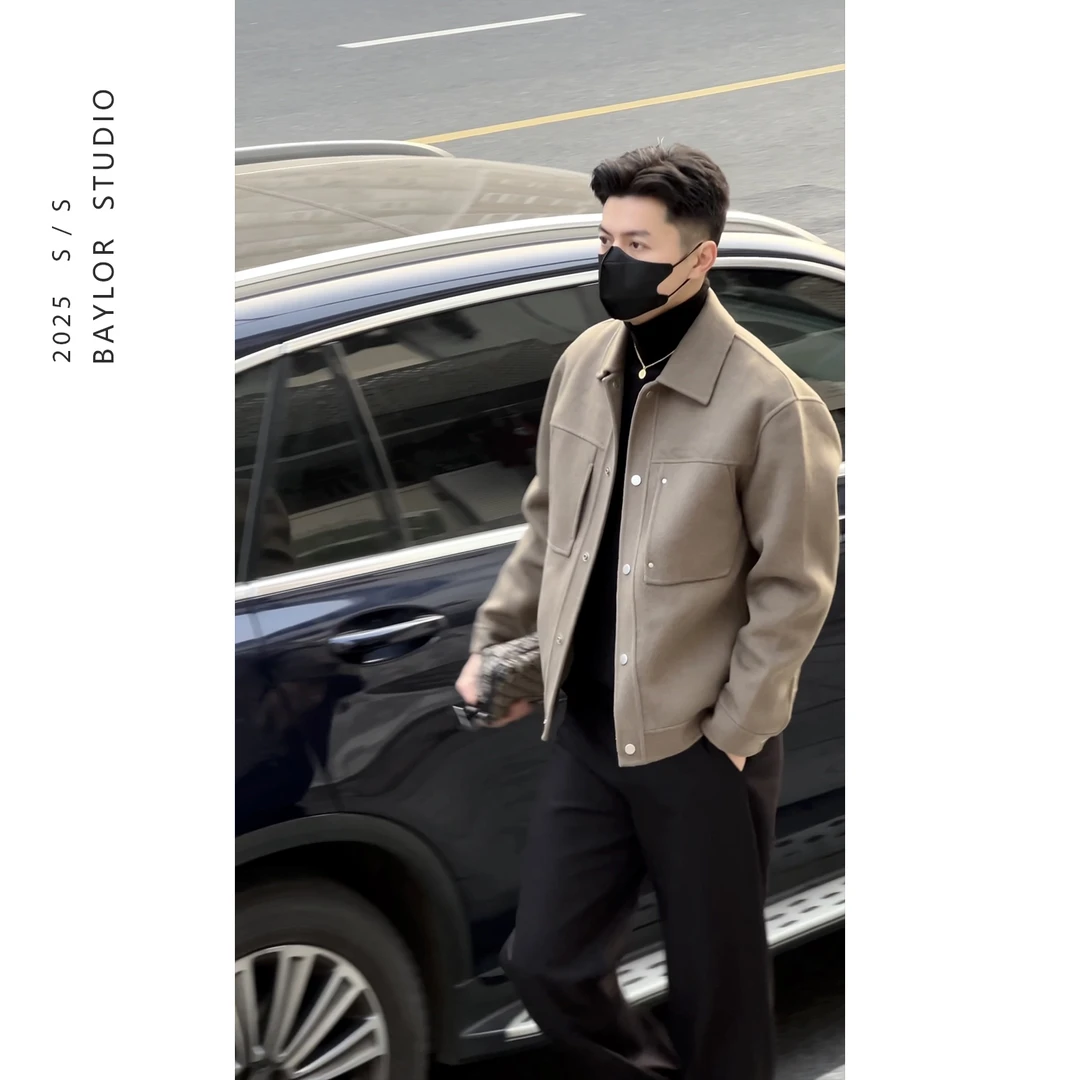 24冬季顶奢系列 简约高级感韩系轻熟风 70%手工双面呢羊毛呢夹克