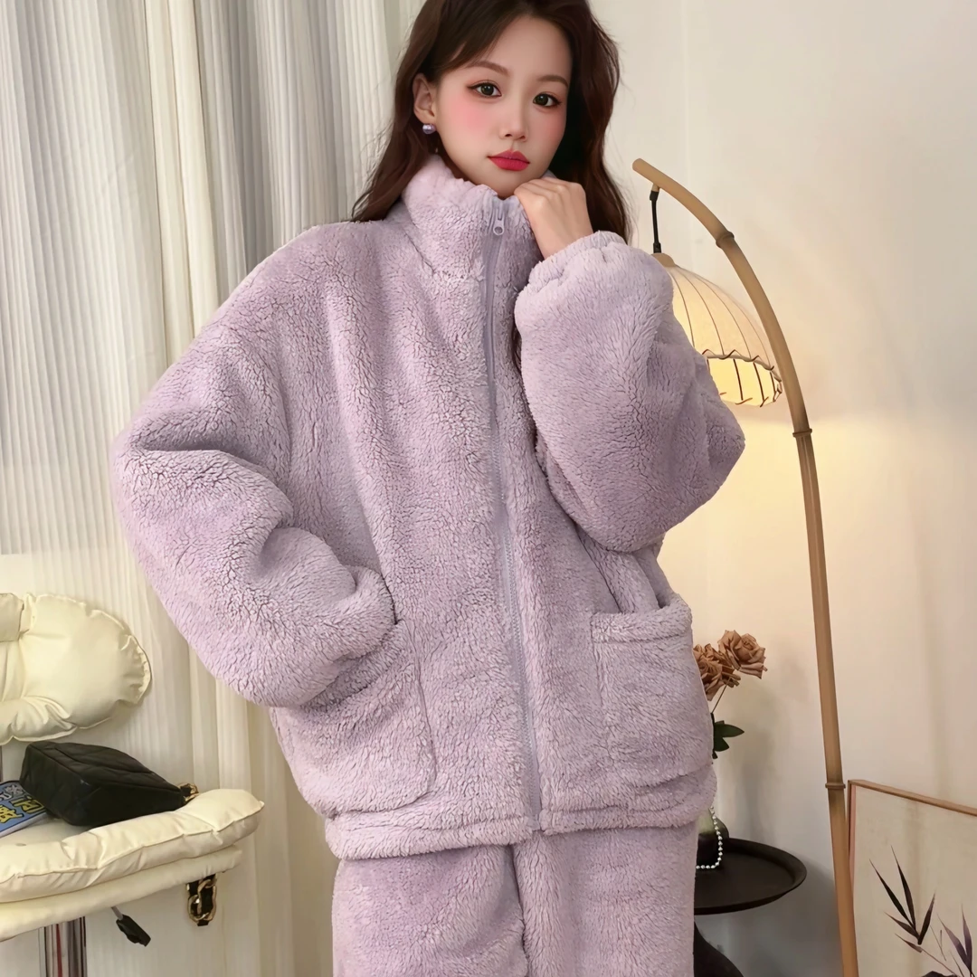 【线下门店专柜正版】特厚款冬情侣睡衣双面保暖居家服外穿加厚套装