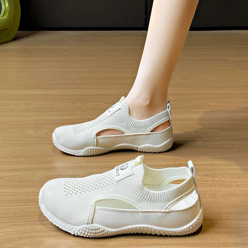 网面透气孕妇运动鞋女夏季镂空一脚蹬懒人凉拖软底防滑不累脚网鞋