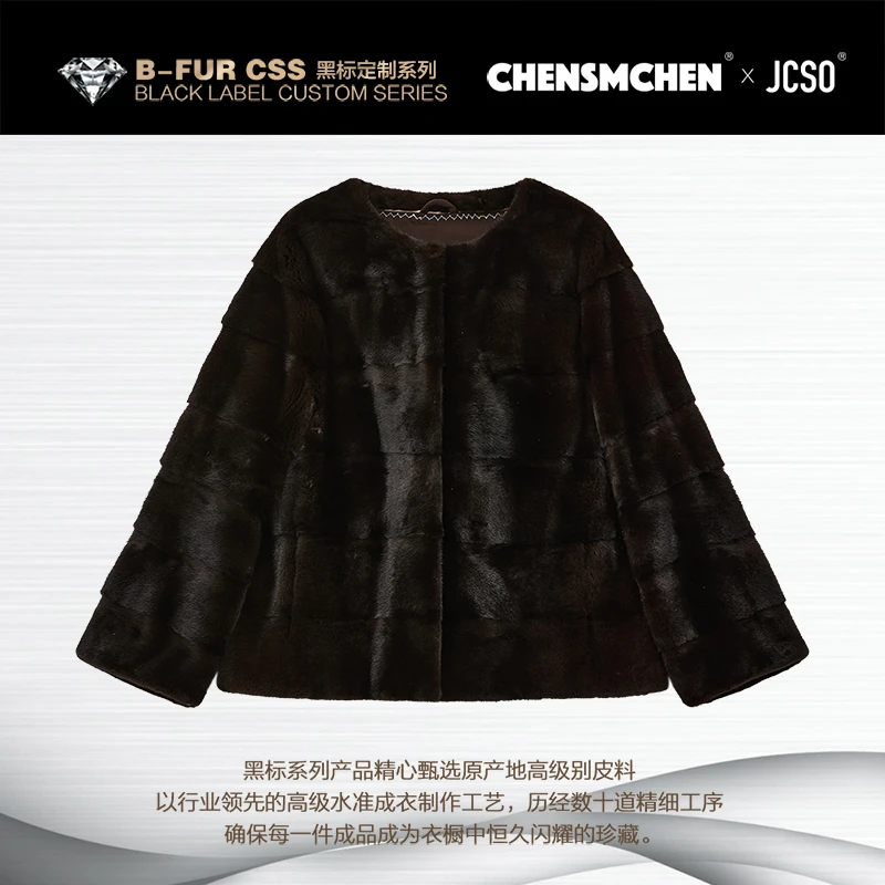 【CHENSMCHEN×JCSO】进口马赫根尼圆领中长款水貂皮草CdSP7575NL
