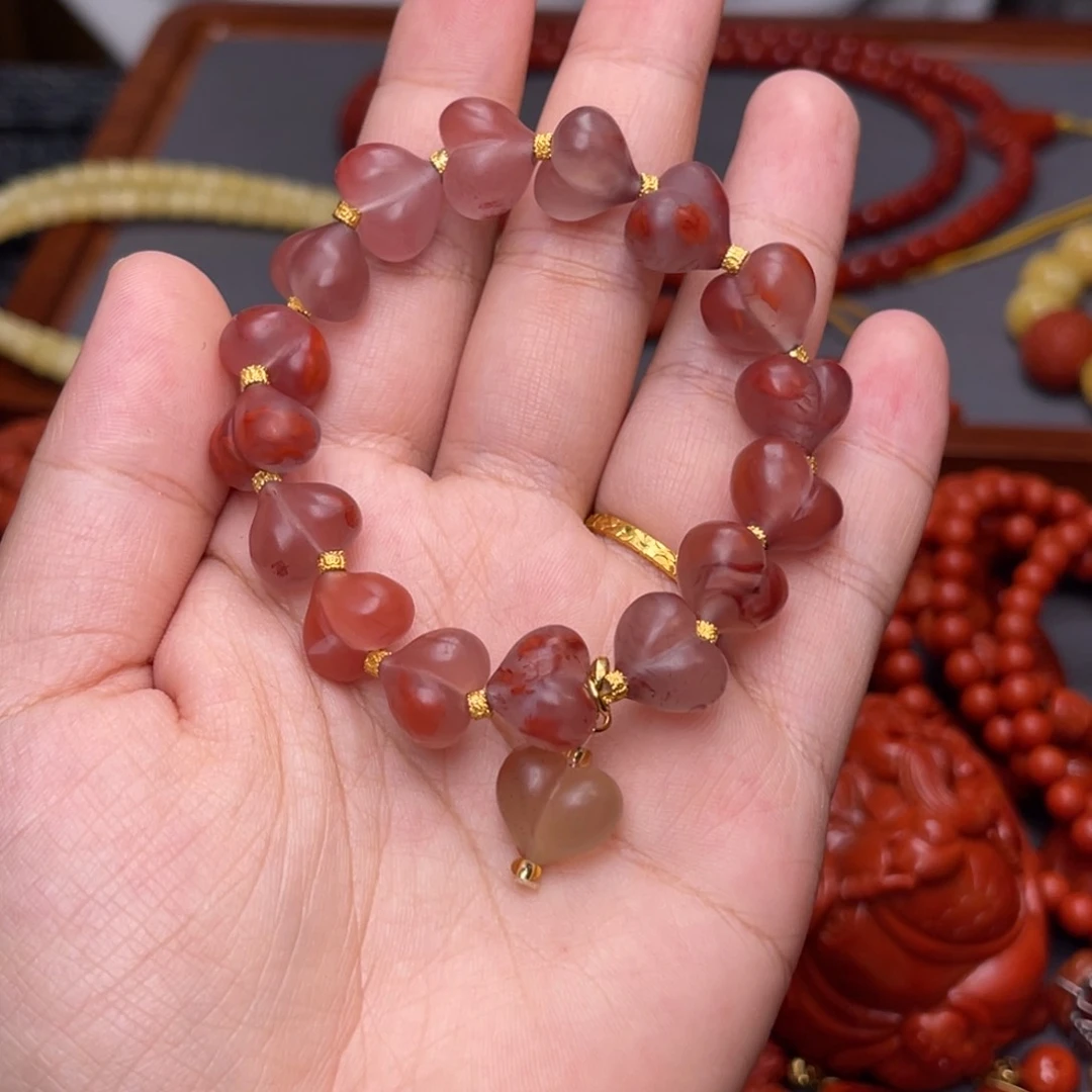 南红玛瑙配饰银S925镀金镶嵌