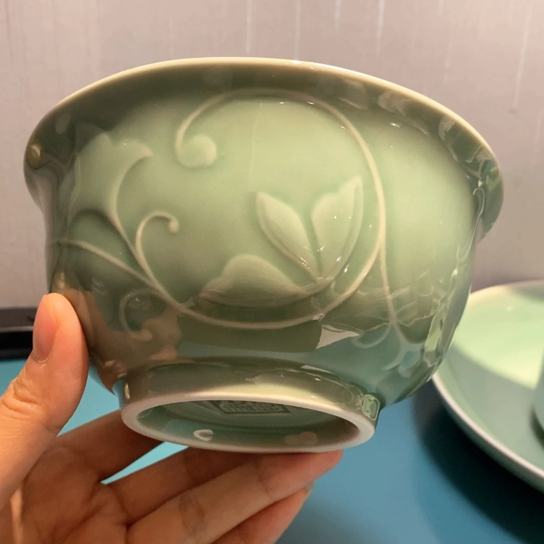 瓷片5.5英寸玉兰碗二级瑕疵处理矿点粘沙2只