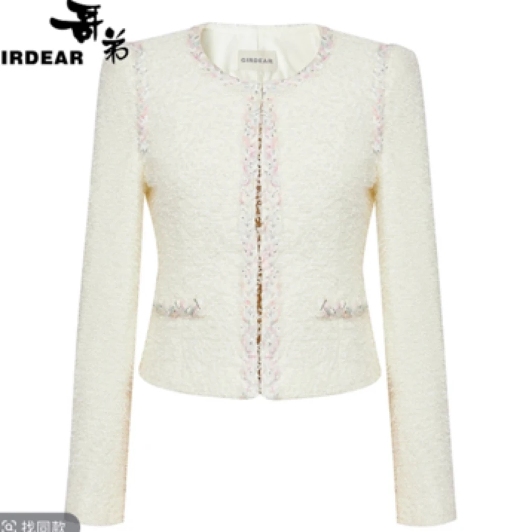 哥弟新款女装千金玛德琳优雅气质百搭圆领彩色葱线小香外套140007