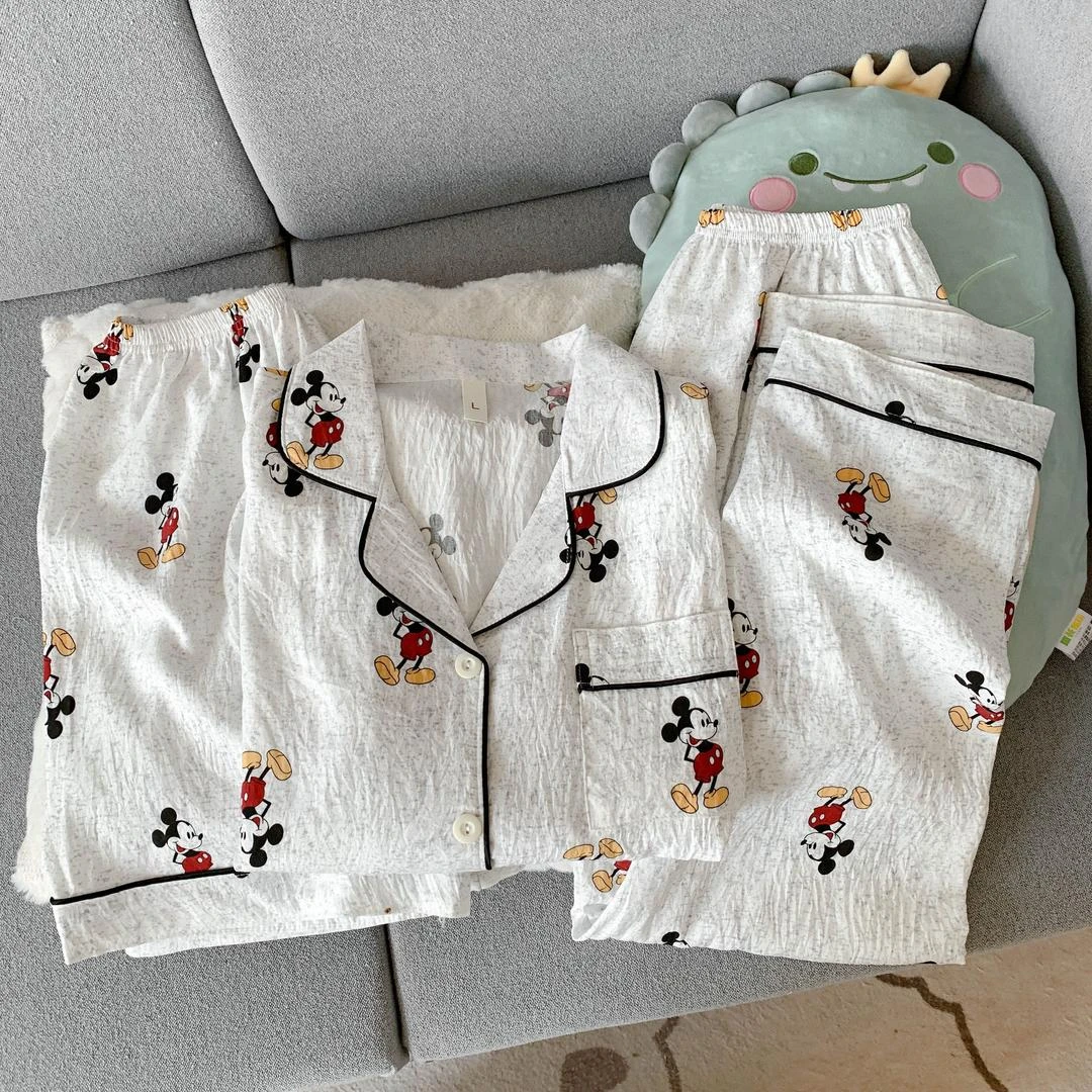 【MIQI】睡衣女夏季云朵绵睡衣短袖三件套家居服休闲卡通大码薄款