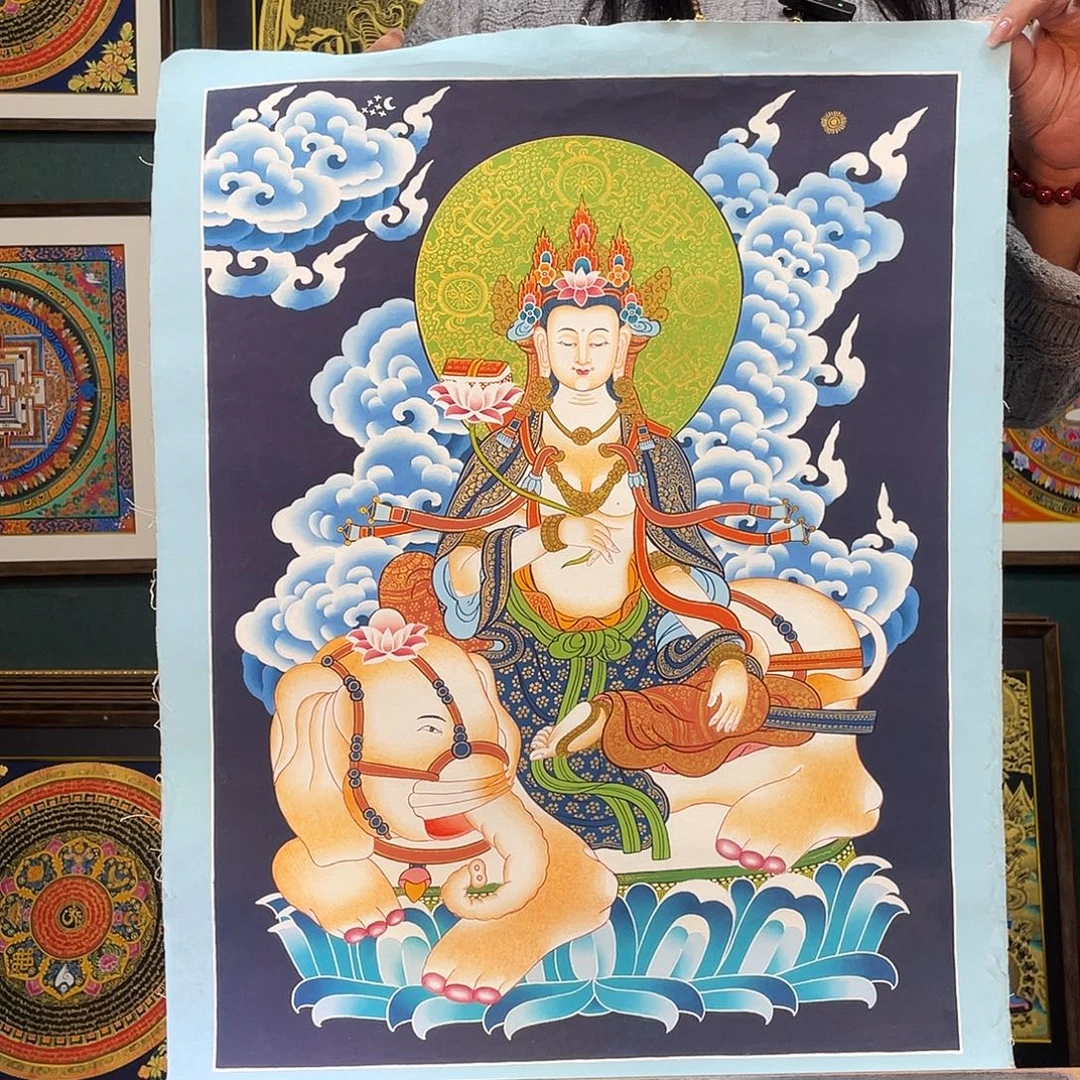 卷轴画手绘唐卡 普贤