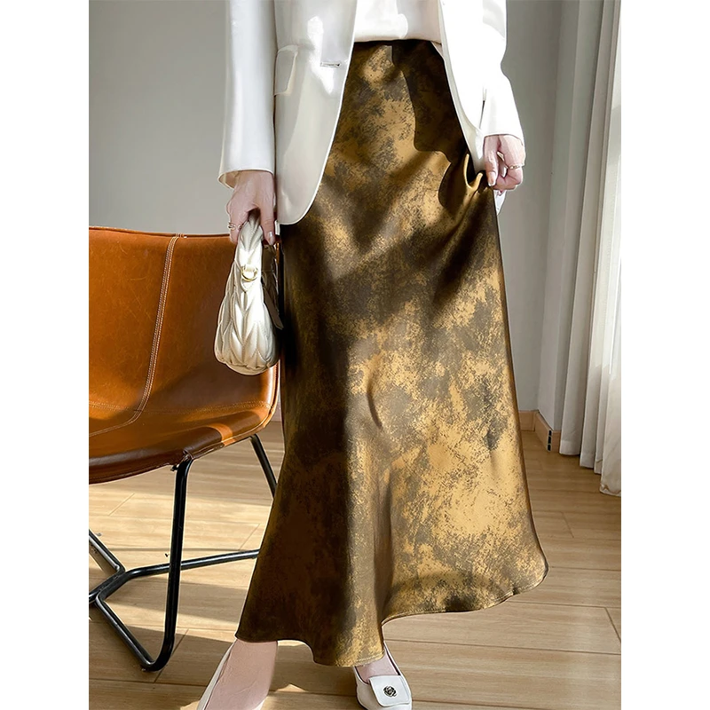 高级感国风晕染鱼尾裙女夏季优雅显瘦新中式气质半身裙轻奢高腰裙