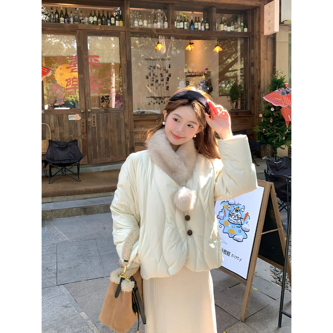 【福利清仓NO退NO换】小个子冬季女加厚时尚白色显瘦羽绒服