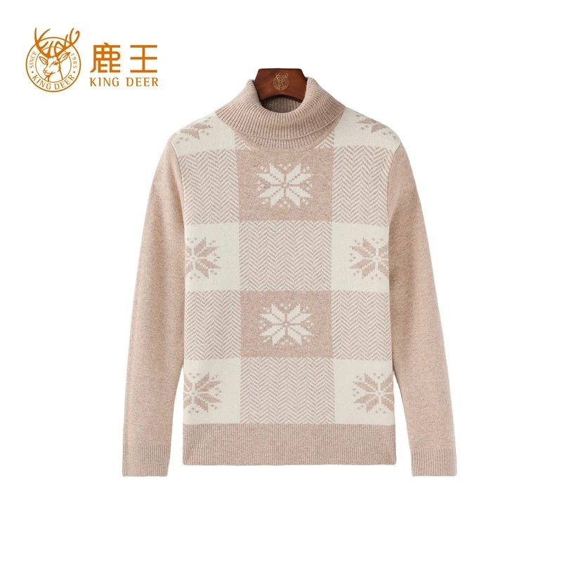 【商场同款】鹿王24新款女樽领100山羊绒提花套衫 加厚 912412303