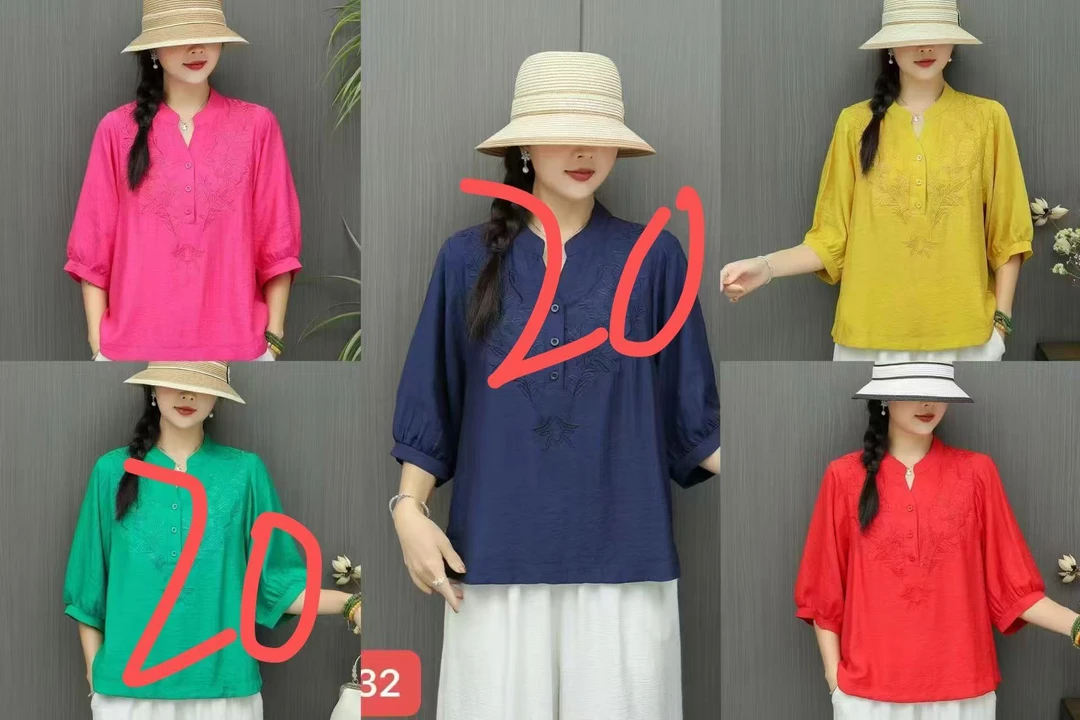 【尚品胖小妞】【8132棉麻】2025夏季新款百搭时尚棉麻翻领体恤