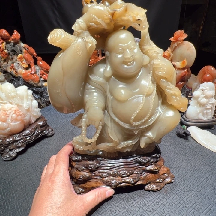 寿山石明****~牛角冻摆件工艺品