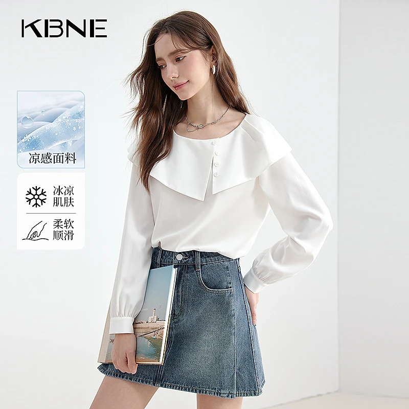 KBNE衬衫女2025新款爆款洋气上班族通勤风女装高级感法式白色衬衫
