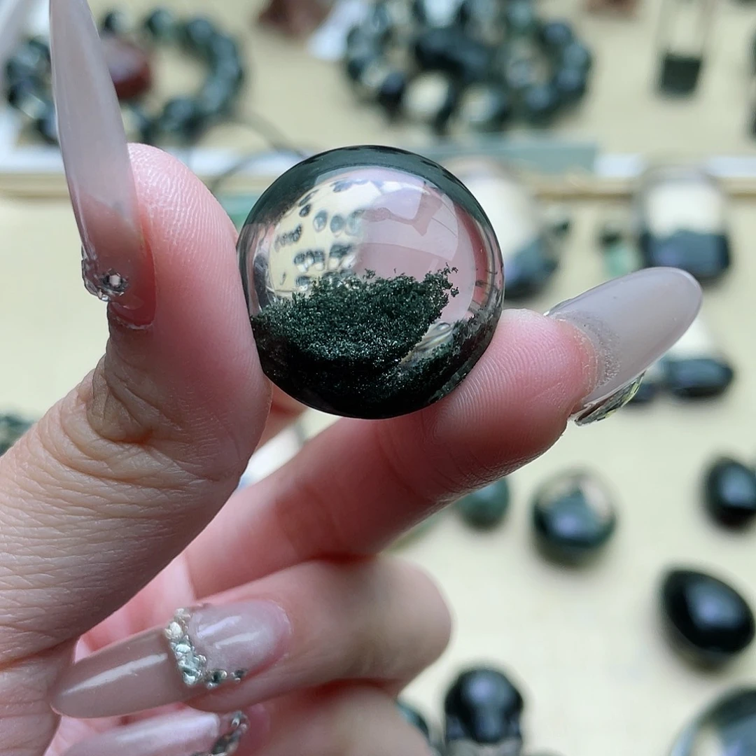 水晶颈饰未镶嵌流**云绿幽灵聚宝盆打孔不退换