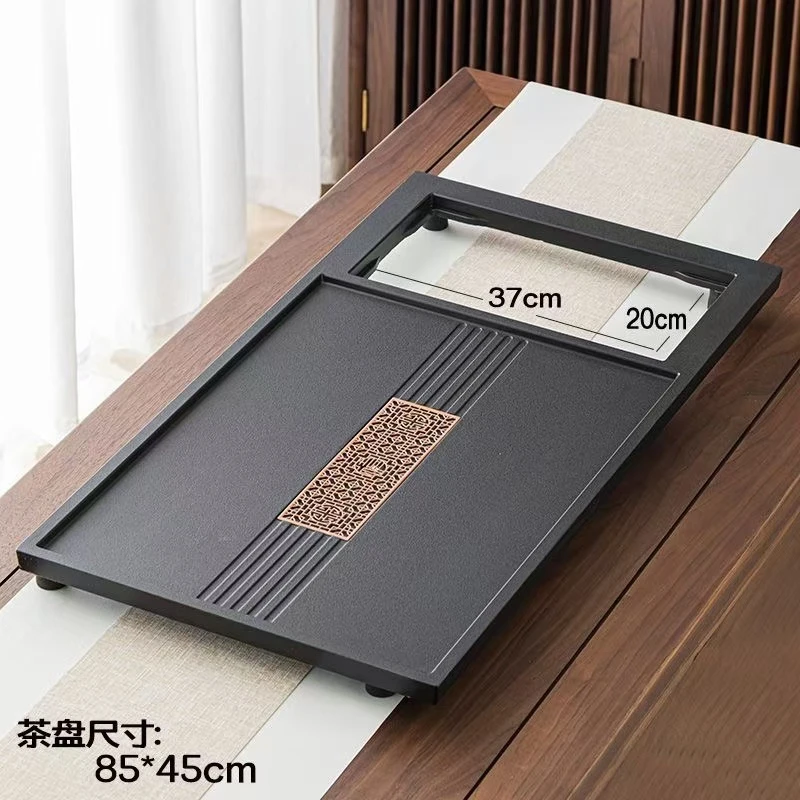 85*45*3乌金石茶盘干泡石茶台家用简约直排带过滤烧水壶一体茶盘