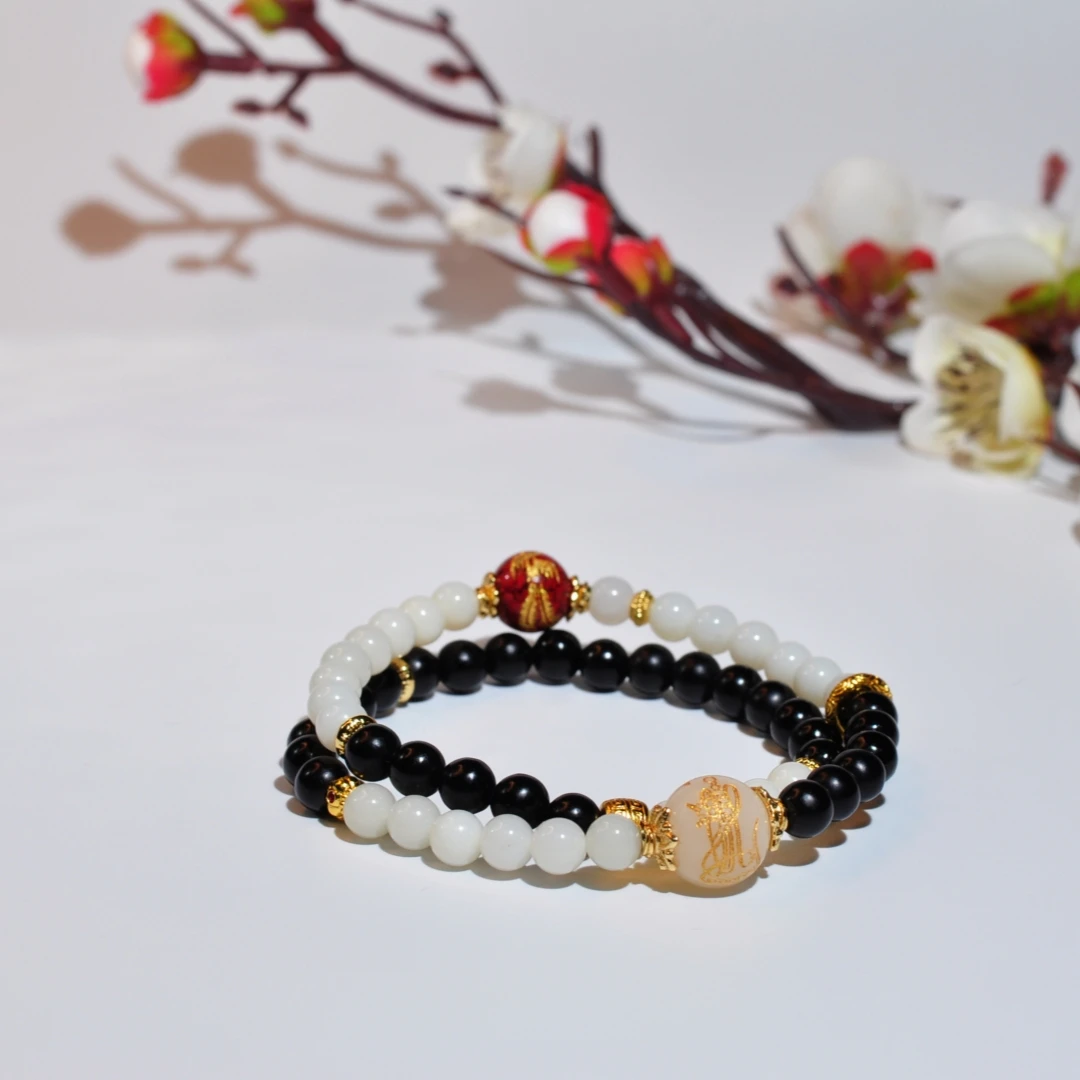 含辰砂工艺品【龙老板】六丁六甲朱砂圆珠双圈手串A2570072